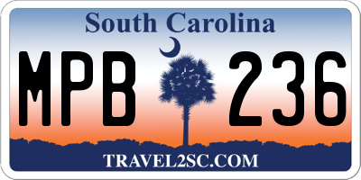 SC license plate MPB236