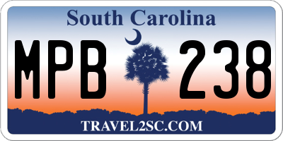 SC license plate MPB238