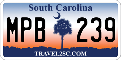 SC license plate MPB239