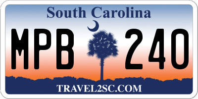 SC license plate MPB240