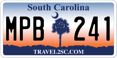 SC license plate MPB241