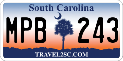 SC license plate MPB243
