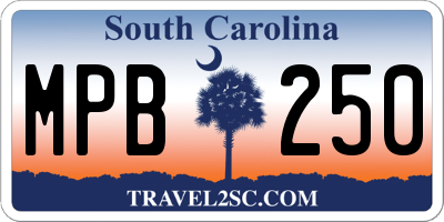 SC license plate MPB250