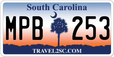 SC license plate MPB253