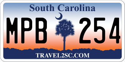 SC license plate MPB254