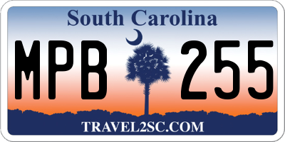 SC license plate MPB255