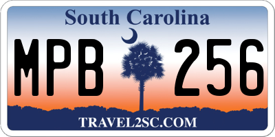 SC license plate MPB256