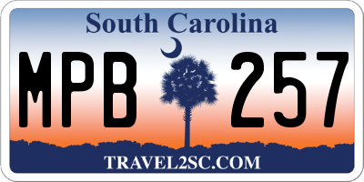 SC license plate MPB257