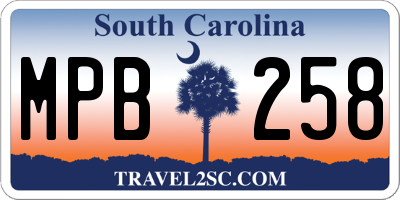 SC license plate MPB258