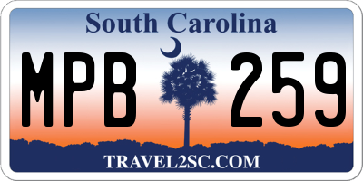 SC license plate MPB259