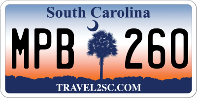 SC license plate MPB260