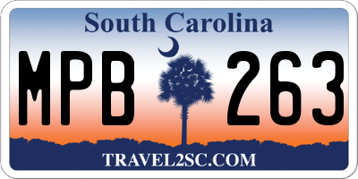 SC license plate MPB263