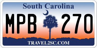 SC license plate MPB270