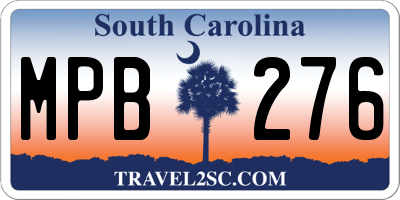 SC license plate MPB276