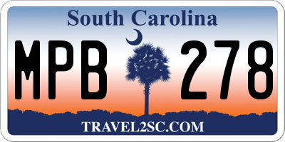 SC license plate MPB278