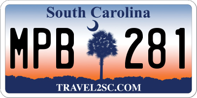 SC license plate MPB281