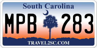 SC license plate MPB283