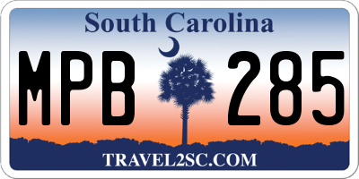 SC license plate MPB285