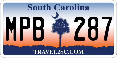 SC license plate MPB287