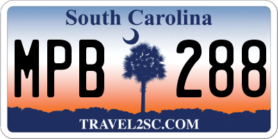 SC license plate MPB288