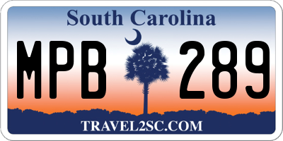 SC license plate MPB289
