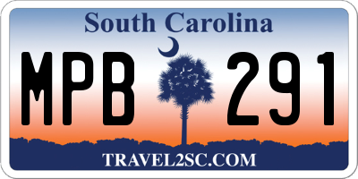 SC license plate MPB291
