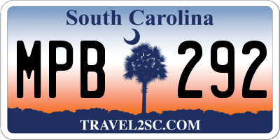 SC license plate MPB292