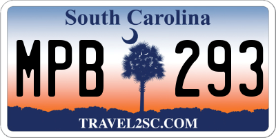 SC license plate MPB293