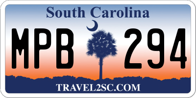 SC license plate MPB294