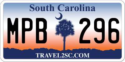 SC license plate MPB296