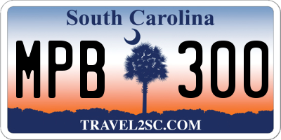 SC license plate MPB300