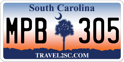 SC license plate MPB305