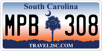 SC license plate MPB308