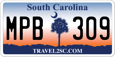 SC license plate MPB309