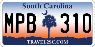 SC license plate MPB310