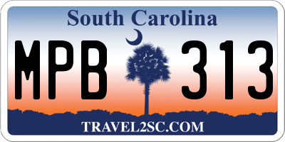 SC license plate MPB313