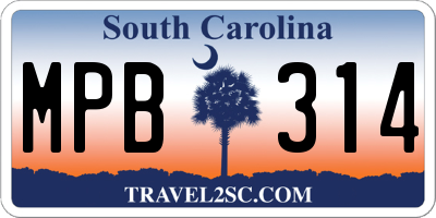 SC license plate MPB314