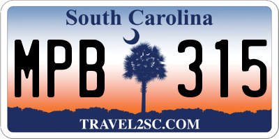 SC license plate MPB315