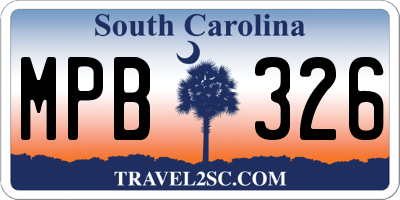 SC license plate MPB326