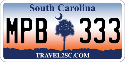 SC license plate MPB333