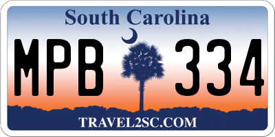 SC license plate MPB334