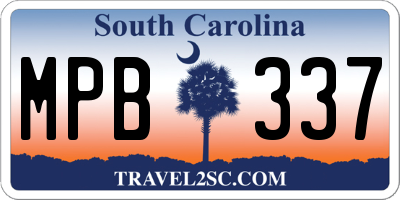 SC license plate MPB337