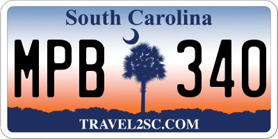 SC license plate MPB340