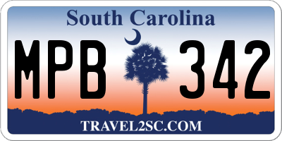 SC license plate MPB342