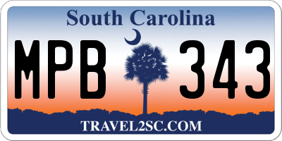 SC license plate MPB343
