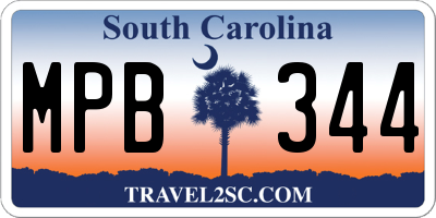 SC license plate MPB344