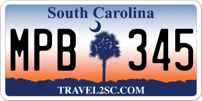 SC license plate MPB345
