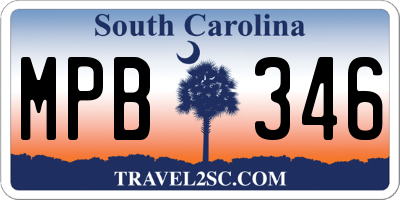 SC license plate MPB346