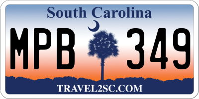 SC license plate MPB349