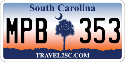SC license plate MPB353